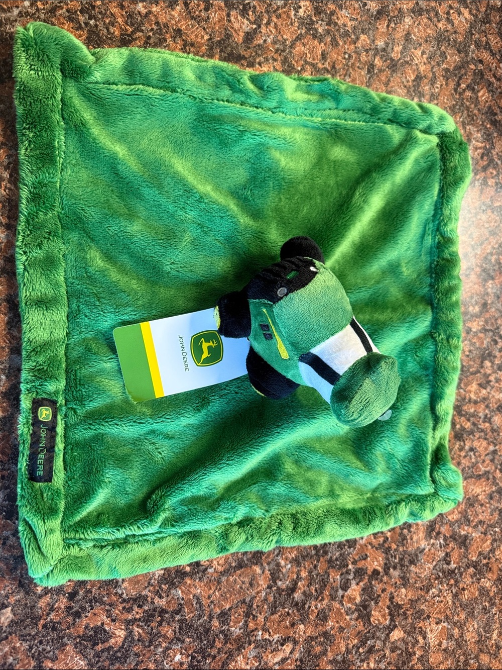 John Deere Green Plush Lovey with Mini Tractor Toy